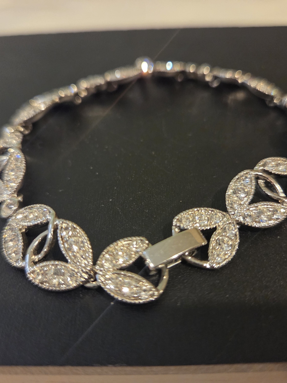 Pavé Crystal/Rhinestone Link Bracelet - Silver Tone